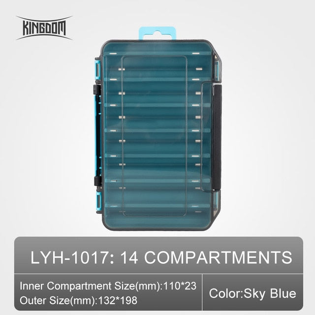 Kingdom Fishing Box 12 14 compartments Fishing Accessories lure Hook Boxes storage Double Sided High Strength Fishing Tackle Box