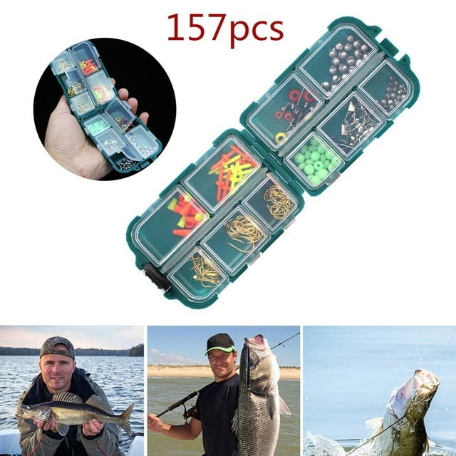 154/177/184pcs Fishing Accessories Kit Portable fishing tackle box set Hooks Fishing Beads Tackle Box